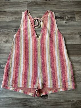 Free People Escape With Me Terry Cloth Romper Striped Size Medium